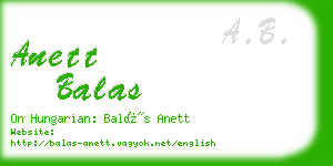 anett balas business card